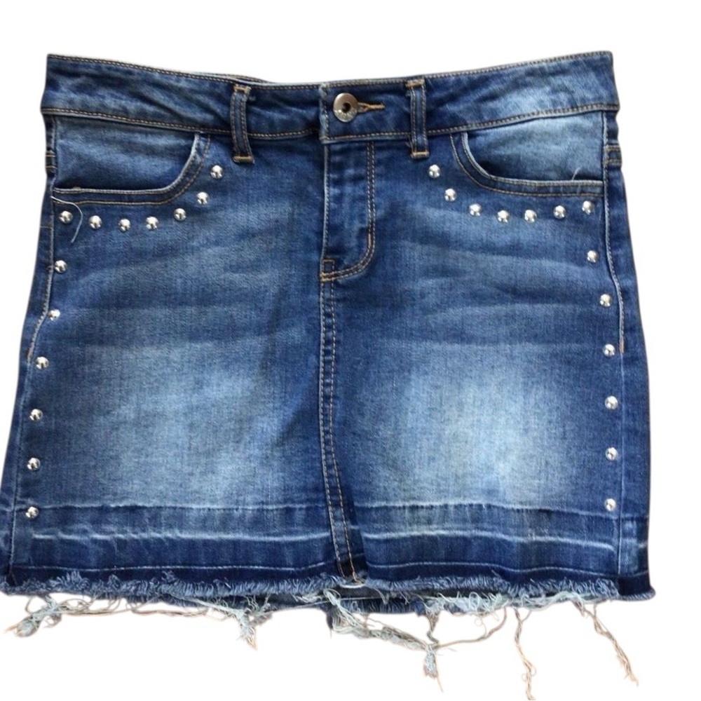 Western little cowgirl DKNY studded jeans skirt teen size 14 distressed denim